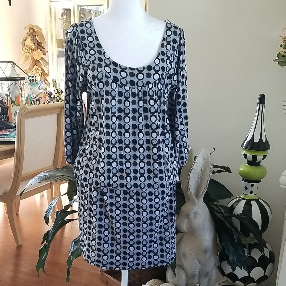 BCBGMaxAzria Black and Gray Long Sleeve Dress